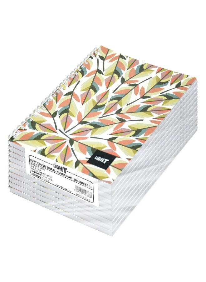 FIS Light Spiral Soft Cover Single Line A5 Notebook (Pack of 10 Pcs X 100 Sheets) - LINBA51807S - Image 1